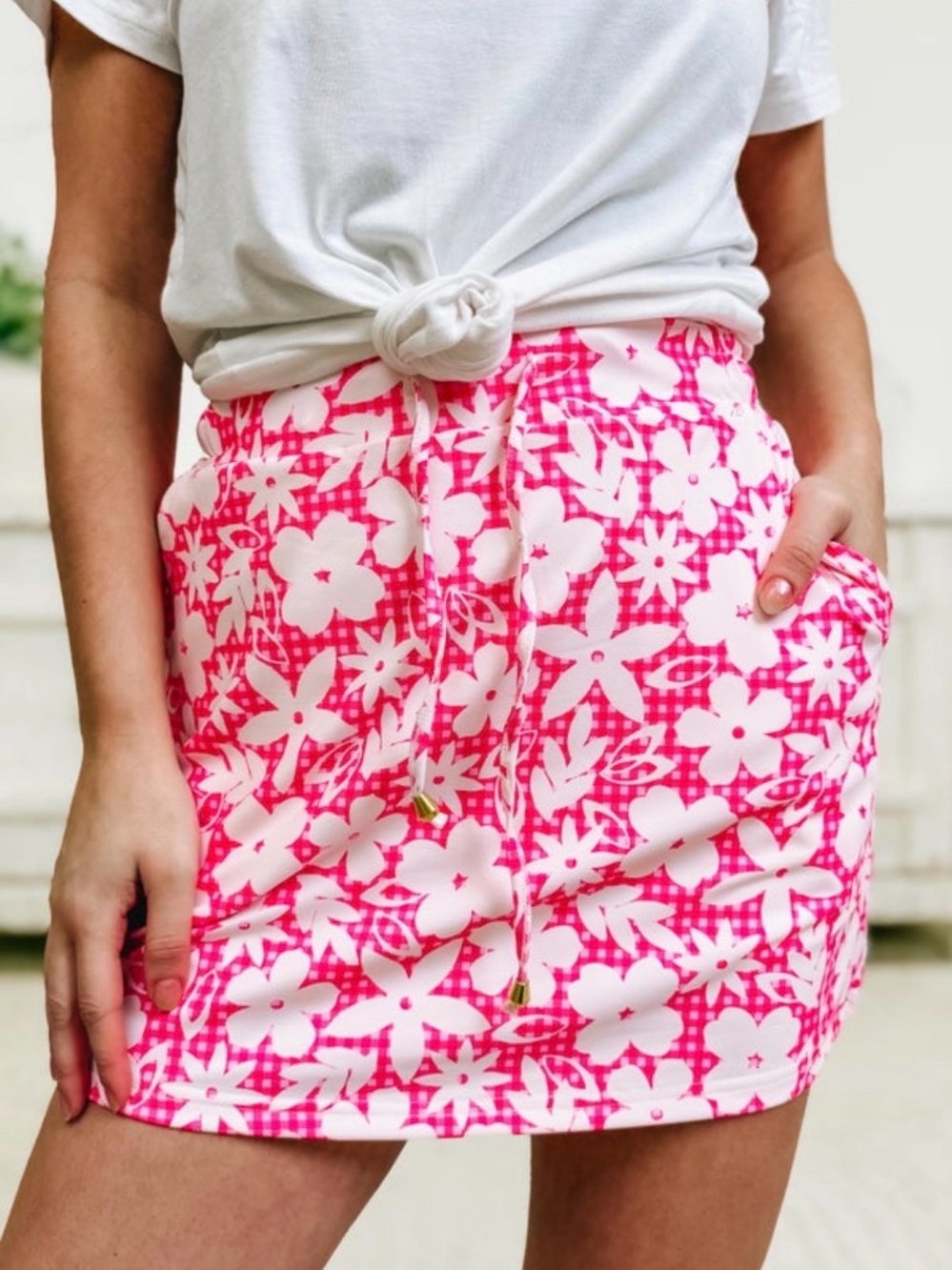 Jess Lea “Gingham Garden Party” Skort - Pink- Size Medium
